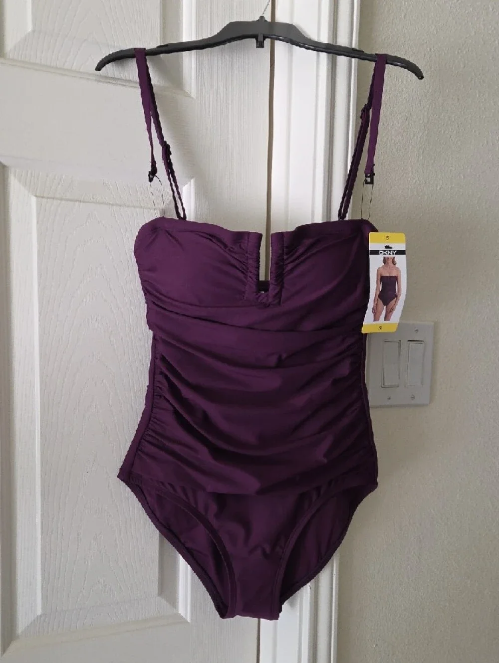 DKNY Women's One-Piece Swimsuit in Plum - Picture 5 of 10